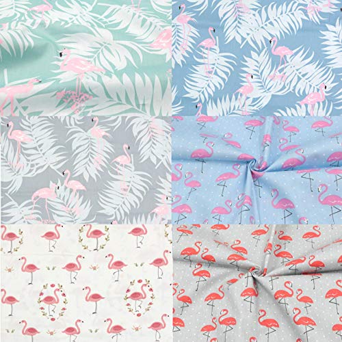 6 Piezas/Lote 40 cm* 50 cm Flamingo 100% Tela de Algodón para Patchwork Cojines Almohadas Coser Material Scrapbook Muñeca Paño