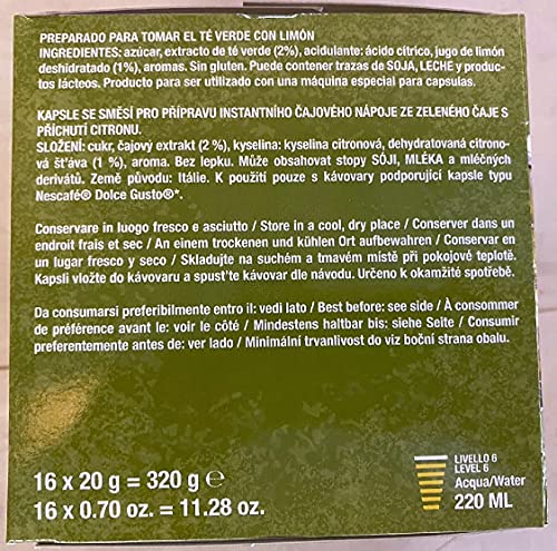 64 Capsulas de Te Helado Dolce Gusto - Degustación 4 Sabores - Te Verde - Frutas del Bosque - Limon - Melocoton
