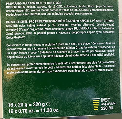 64 Capsulas de Te Helado Dolce Gusto - Degustación 4 Sabores - Te Verde - Frutas del Bosque - Limon - Melocoton