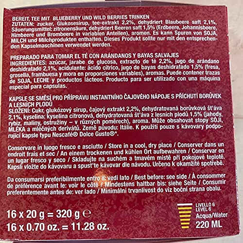 64 Capsulas de Te Helado Dolce Gusto - Degustación 4 Sabores - Te Verde - Frutas del Bosque - Limon - Melocoton