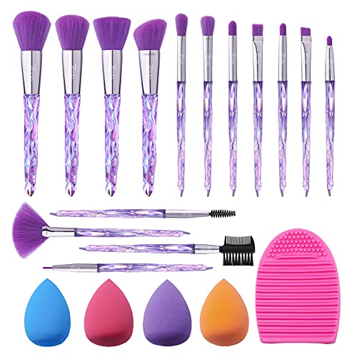 7 code Brochas de Maquillaje 15 Piezas Brochas de Maquillaje Profesional con 4 Esponja de Maquillaje y 1 Brocha Egg Set de Brochas de Maquillaje