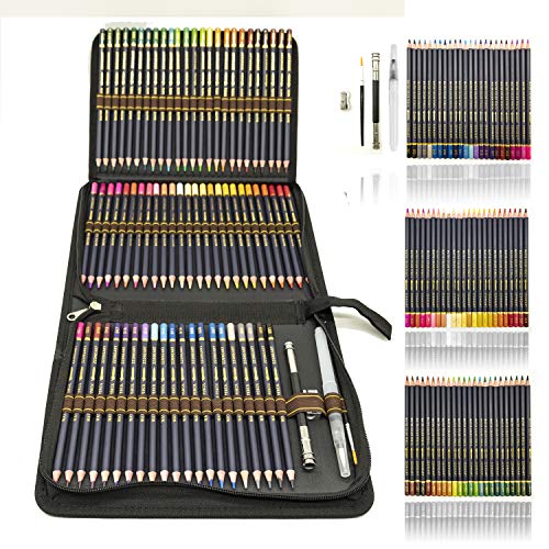 72 lápices acuarelables de dibujo artístico con Caja de cremallera,Set de Lápices Colores Profesional para colorear, dibujar y sombrear Ideal para Artistas, Adultos y Niños