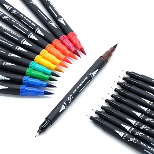 72 Rotuladores de colores con punta estilo pincel, acuarela, marcadores para niños y adultos, para colorear, caligrafía y toma de notas, GC-72B