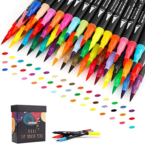 72 Rotuladores de colores con punta estilo pincel, acuarela, marcadores para niños y adultos, para colorear, caligrafía y toma de notas, GC-72B