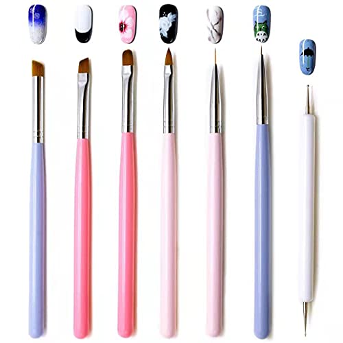 7PCS Cepillo uñas pinceles para decoración de uñas, Nail Art Design Pen DIY Brushes Set para nail Dotting,Painting, Drawing, Blooming, UV GEL Design Builder