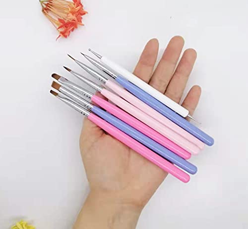 7PCS Cepillo uñas pinceles para decoración de uñas, Nail Art Design Pen DIY Brushes Set para nail Dotting,Painting, Drawing, Blooming, UV GEL Design Builder