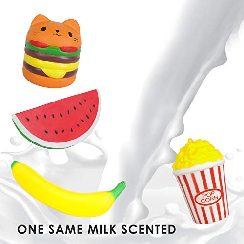 8 juguetes de Squishies – juguetes blandos para niñas y niños Jumbo fruta comida Squishies lento aumento perfumado alivio del estrés para autismo y adultos juguetes para apretar