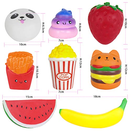 8 juguetes de Squishies – juguetes blandos para niñas y niños Jumbo fruta comida Squishies lento aumento perfumado alivio del estrés para autismo y adultos juguetes para apretar