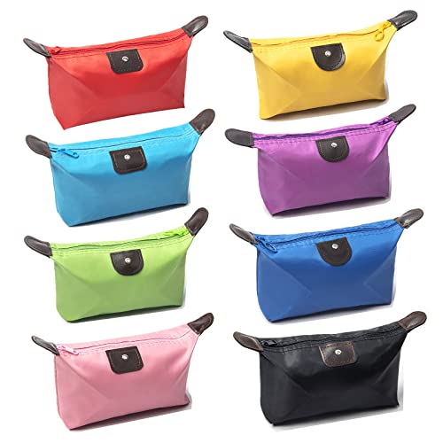 8 Piezas Bolsa de Aseo de Viaje para Perfume Cosmético, Neceser Maquillaje de Nylón Impermeable para Diario, Viaje, Gimnasio, Vacaciones (8 Colores)