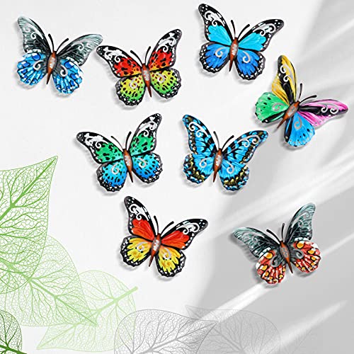 8 Piezas Mariposas 3D Ahuecada de Hierro Forjado Decoración Colgante de Mariposa de Metal, Arte Colgante de Pared de Mariposa para Decoración Balcón Patio Sala de Estar Jardín