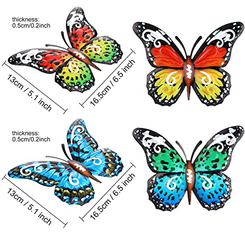 8 Piezas Mariposas 3D Ahuecada de Hierro Forjado Decoración Colgante de Mariposa de Metal, Arte Colgante de Pared de Mariposa para Decoración Balcón Patio Sala de Estar Jardín