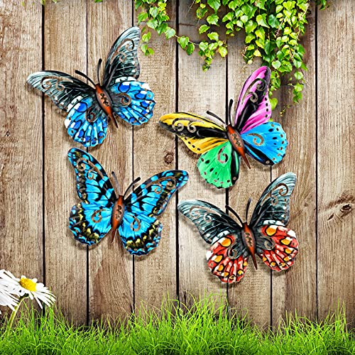 8 Piezas Mariposas 3D Ahuecada de Hierro Forjado Decoración Colgante de Mariposa de Metal, Arte Colgante de Pared de Mariposa para Decoración Balcón Patio Sala de Estar Jardín