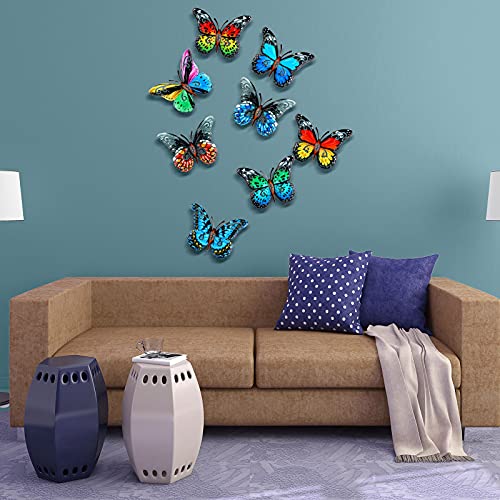 8 Piezas Mariposas 3D Ahuecada de Hierro Forjado Decoración Colgante de Mariposa de Metal, Arte Colgante de Pared de Mariposa para Decoración Balcón Patio Sala de Estar Jardín