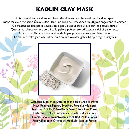 99% Natural MASCARILLA REJUVENECEDORA - ARCILLA BLANCA, MANTECA DE CACAO & ALOE VERA -100 g de AMOR FLORUM. Ingredientes Botánicos y Efectivos. Limpia, Refina, Tonifica. Lista para el Uso. PH 5.5.