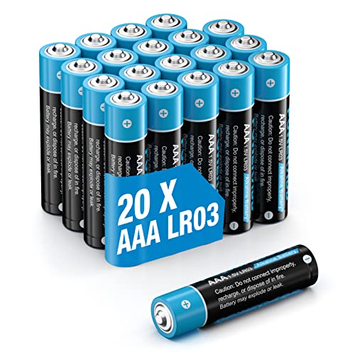 AAA Pilas Alcalinas LR03 Baterías de 10 Años Larga Duración para Linternas, Relojes, Mandos a Distancia, Juguetes-20 Unidades de 1.5V…