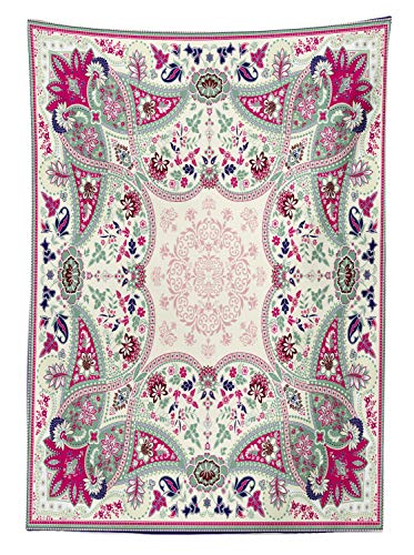 ABAKUHAUS Cachemir Mantele, Plaza Ornamental, Fácil de Limpiar Colores Firmes y Durables Lavable Personalizado, 140 x 200 cm, Verde pálido Azul Marino