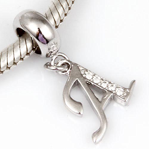 Abalorio de letra de plata de ley 925 con letras del alfabeto, compatible con pulseras Pandora a
