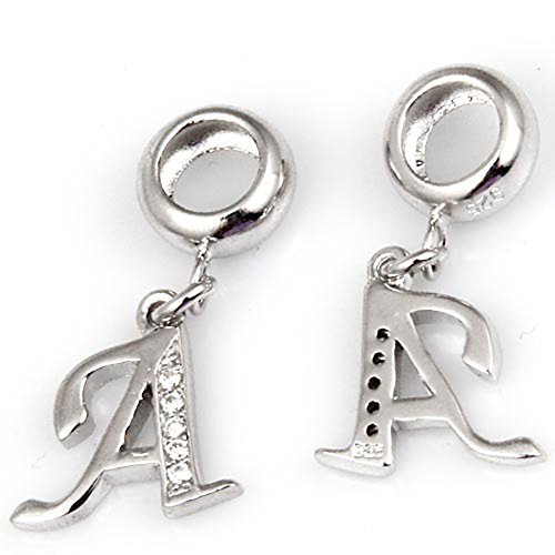 Abalorio de letra de plata de ley 925 con letras del alfabeto, compatible con pulseras Pandora a