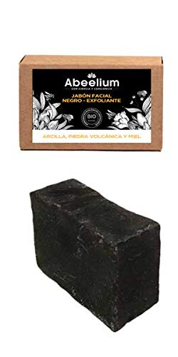 Abeelium Jabon Facial Exfoliante Fuerte con Arcilla, Piedra Volcánica y Miel Detox - 100 g