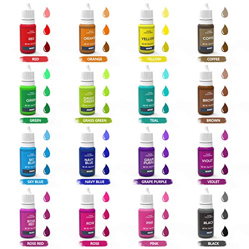 ABREE Colorante Alimentario 16*10ml,Colorante Reposteria Alta Concentración Liquid para Colorear los Macaron Fondant Pasteles Galletas Bebidas