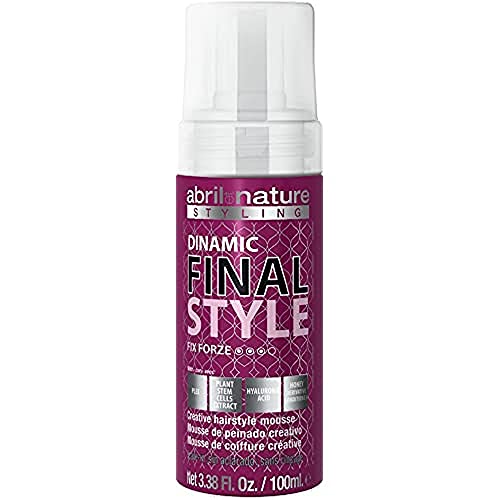 abril et nature - Dinamic Final Style Forze - Espuma de Pelo para Peinar - 100 ml - Control de Peinado Fuerza Alta - Tratamiento Capilar con Células Madre - Anti Frizz - Producto Vegano