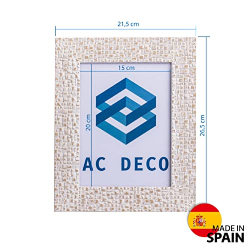 AC DECO Marcos de fotos15x20 blanco de madera Natural , fabricado en España, decoración de hogar vintage san Valentín Dia del padre . Portaretrato para fotos (Blanco Decapé) (Blanco Decapé)