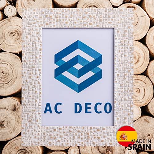 AC DECO Marcos de fotos15x20 blanco de madera Natural , fabricado en España, decoración de hogar vintage san Valentín Dia del padre . Portaretrato para fotos (Blanco Decapé) (Blanco Decapé)