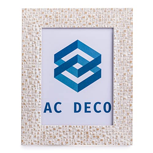AC DECO Marcos de fotos15x20 blanco de madera Natural , fabricado en España, decoración de hogar vintage san Valentín Dia del padre . Portaretrato para fotos (Blanco Decapé) (Blanco Decapé)