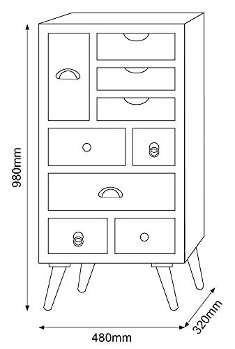 AC Design Furniture Cómoda, Madera de ingeniería, Roble, W: 48 x D: 32 x H: 98 cm