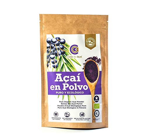 Açaí Puro Ecológico en Polvo, Pure Açaí Berry Organic Powder Biológico Orgánico, Bayas de Acai Organico en Polvo. Hecho 100% de la Pulpa de Açaí, Superalimento de Cultivo Nativo de la Amazonia… (200g)