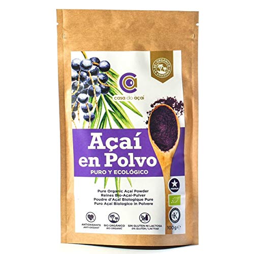 Açaí Puro Ecológico en Polvo, Pure Açaí Berry Organic Powder Biológico Orgánico, Bayas de Acai Organico en Polvo. Hecho 100% de la Pulpa de Açaí, Superalimento de Cultivo Nativo de la Amazonia… (100g)