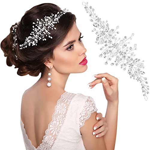 Accesorio para Cabello de Novia Tocado de Boda de Vid de Flor Diademas de Cristal de Damas de Honor Tocado Nupcial de Diamantes de Imitación Perla Imitación para Mujer Niña