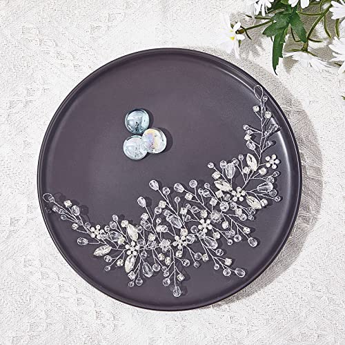 Accesorio para Cabello de Novia Tocado de Boda de Vid de Flor Diademas de Cristal de Damas de Honor Tocado Nupcial de Diamantes de Imitación Perla Imitación para Mujer Niña