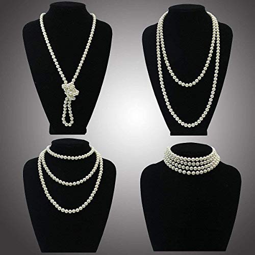 Accesorios Anos 20 para Mujer 1920s Flapper Accesorios Collar Guantes Negros Largos Accesorios de Mano Great Gatsby para la Fiesta Temática Great Gatsby