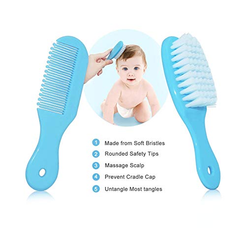 Accesorios Bebe Recien Nacido Set para Cuidado del Bebé, 10 Piezas Kit de Aseo para Bebés, Kit Cuidado Higiénico Personal para el Hogar y de Viaje, Ideal para Recién Nacido, Niña y Niño(azul)