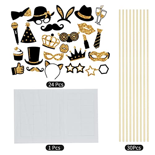 Accesorios de decoración para fiestas variadas, 24 unidades en palillos, sombreros y pintalabios, coronas, juego de regalo para niños y adultos, fiestas de cumpleaños y bodas