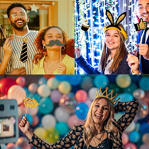 Accesorios de decoración para fiestas variadas, 24 unidades en palillos, sombreros y pintalabios, coronas, juego de regalo para niños y adultos, fiestas de cumpleaños y bodas