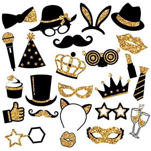 Accesorios de decoración para fiestas variadas, 24 unidades en palillos, sombreros y pintalabios, coronas, juego de regalo para niños y adultos, fiestas de cumpleaños y bodas
