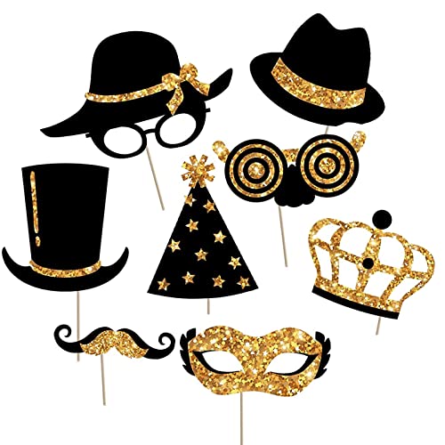 Accesorios de decoración para fiestas variadas, 24 unidades en palillos, sombreros y pintalabios, coronas, juego de regalo para niños y adultos, fiestas de cumpleaños y bodas