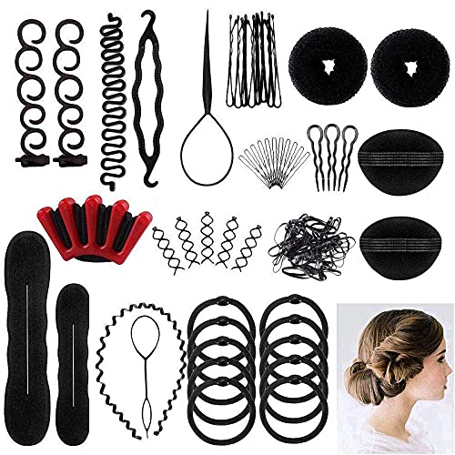 Accesorios de Peinado,25 Piezas Peinados utensilios,Herramientas Accesorios Hacedor Braid Cabello Trenzado Peinado Clip Herramientas para Diseño de Espuma para Niñas Mujeres con pelo DIY