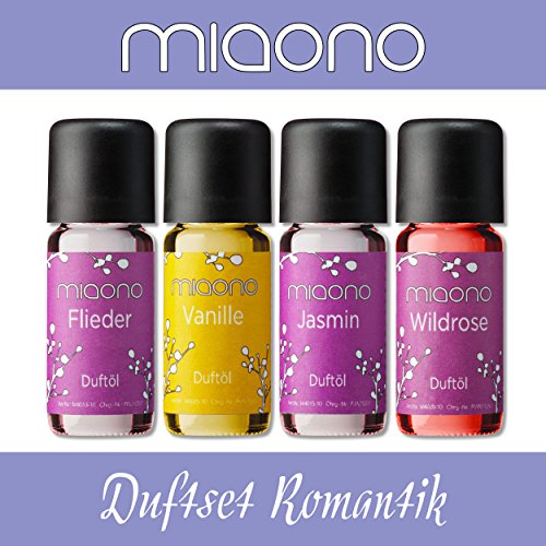 Aceite Aromático Juego – Romantik – Lila, vainilla, jazmín, Wild Rose – para aromaterapia fragancia lámpara y difusor de miaono