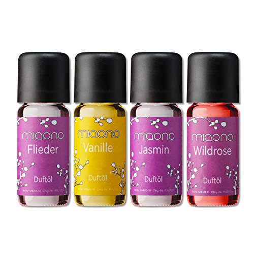 Aceite Aromático Juego – Romantik – Lila, vainilla, jazmín, Wild Rose – para aromaterapia fragancia lámpara y difusor de miaono