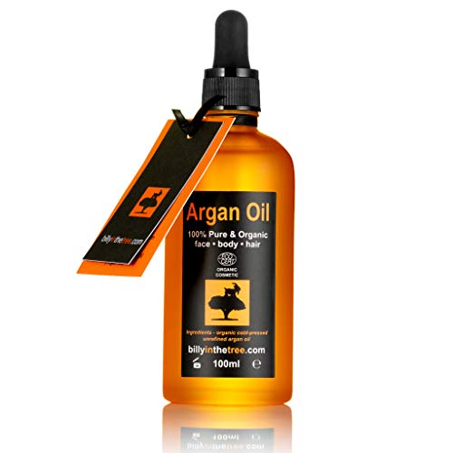 Aceite de Argán puro 100 ml. 100 % puro y certificado orgánico Ecocert. Para cara, cuerpo, pelo y uñas. Prensado en frío, calidad suprema, aceite marroquí