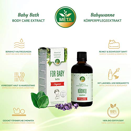 Aceite de baño orgánico para bebés, niños - aceite nutritivo para baño para bebés - niños pequeños naturales y cuidado del bebé con aromaterapia - ideal para pieles sensibles