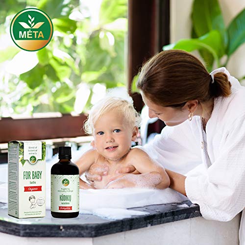 Aceite de baño orgánico para bebés, niños - aceite nutritivo para baño para bebés - niños pequeños naturales y cuidado del bebé con aromaterapia - ideal para pieles sensibles