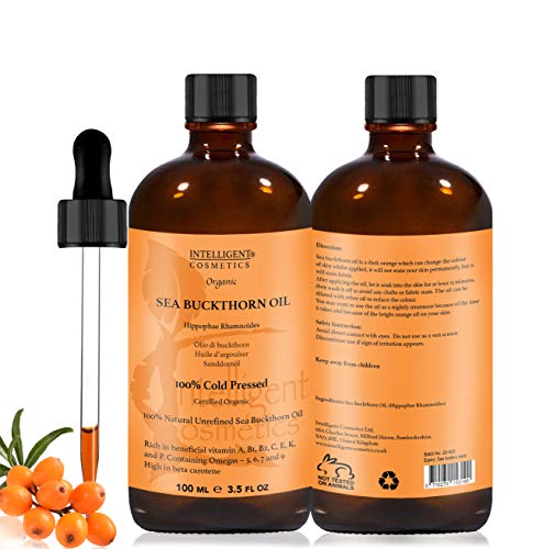 Aceite de espino amarillo, 100 ml, 100% orgánico, prensado en frío, sin refinar, puro y natural, repara la piel dañada, calma la piel irritada, cura la rosácea in Glass Bottle