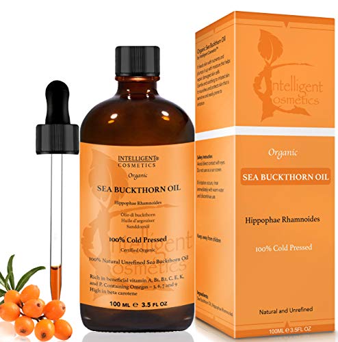 Aceite de espino amarillo, 100 ml, 100% orgánico, prensado en frío, sin refinar, puro y natural, repara la piel dañada, calma la piel irritada, cura la rosácea in Glass Bottle