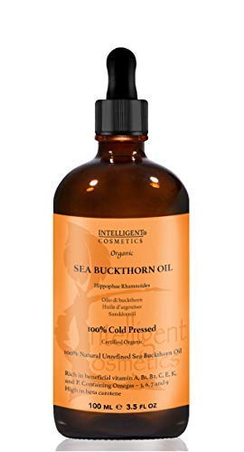 Aceite de espino amarillo, 100 ml, 100% orgánico, prensado en frío, sin refinar, puro y natural, repara la piel dañada, calma la piel irritada, cura la rosácea in Glass Bottle