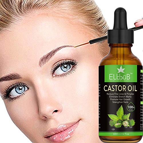 Aceite de Ricino - 100% Puro Tratamiento para Cabello, Pestañas, Piel y Uñas - Botella de Vidrio - Usar como Crema Hidratante Facial Mujer con Cepillo Aplicador para un Aceite de Ricino