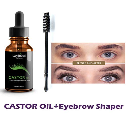 Aceite de Ricino Estimula el Crecimiento del Cabello las Pestañas y las cejas Refuerza las uñas, gran Remedio para la Piel de la Cara y del Cuerpo con kit de Aplicador de Tratamiento